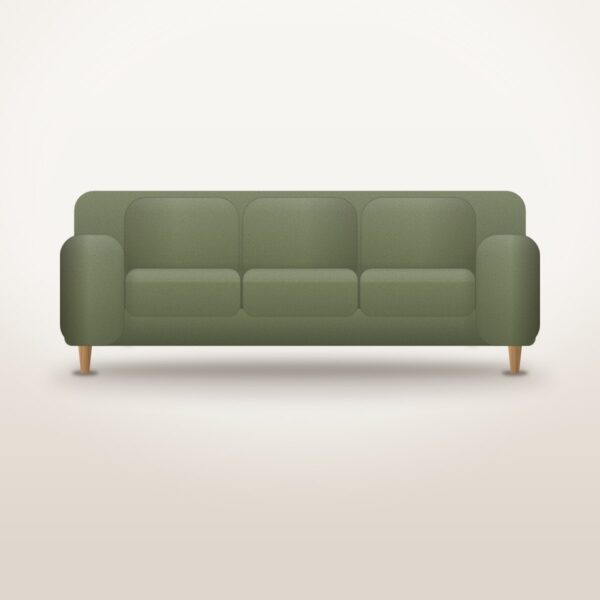 Harbour three-seat sofa in Olive, front view